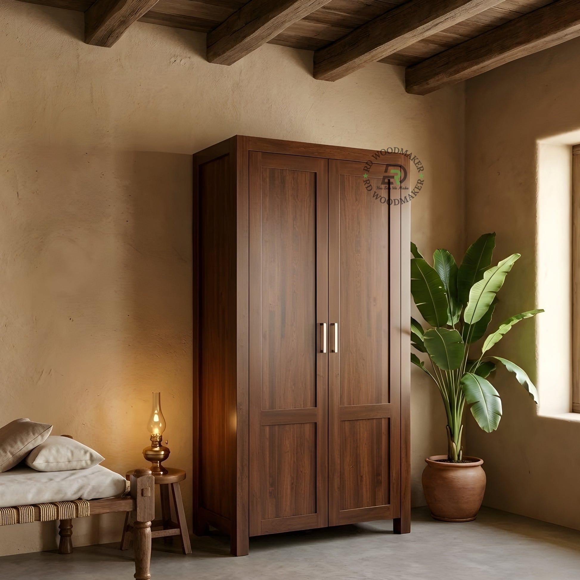 CLASSIC TALL SOLID WOOD 2-DOOR WARDROBE