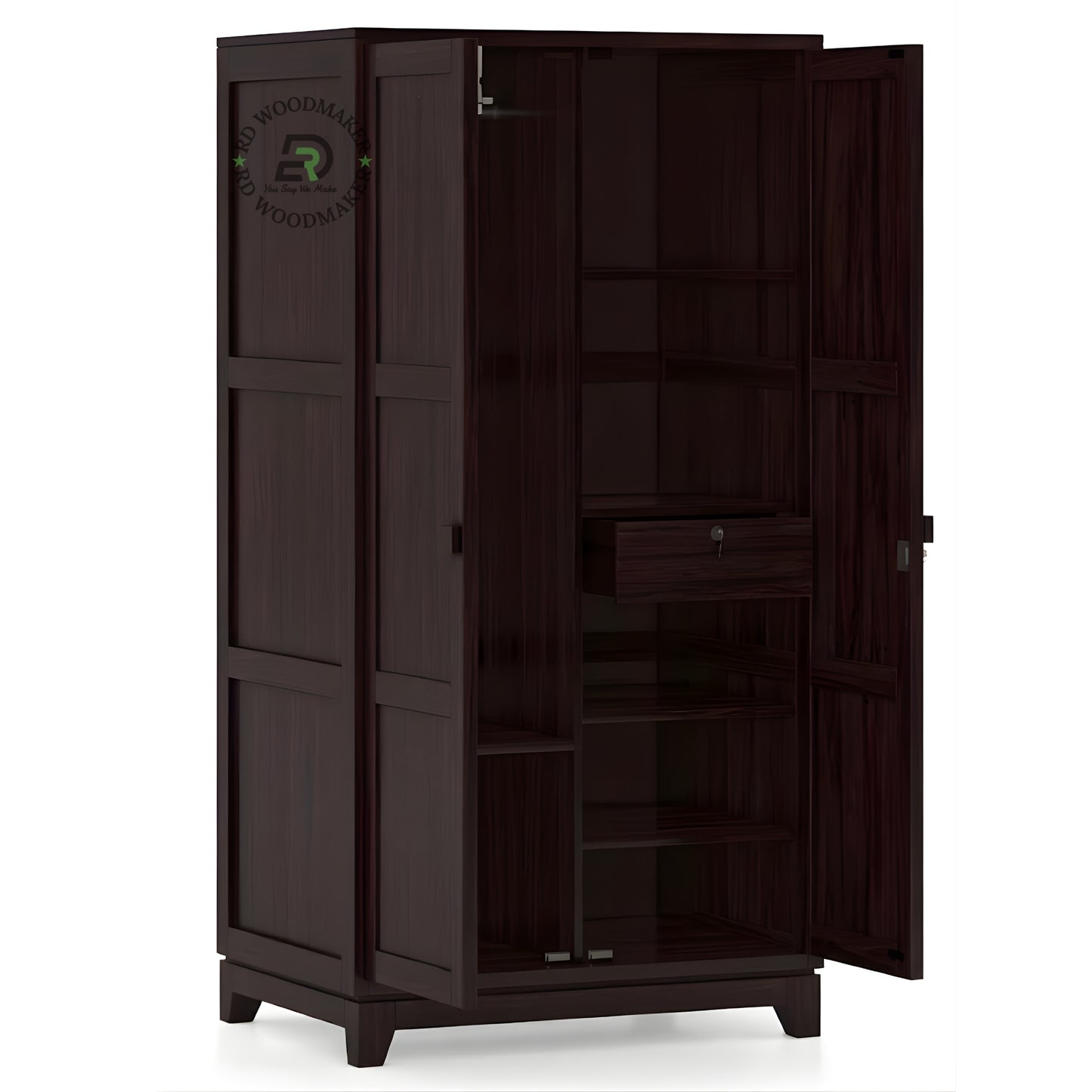 MODERN DARK WOOD 2-DOOR WARDROBE CABINET