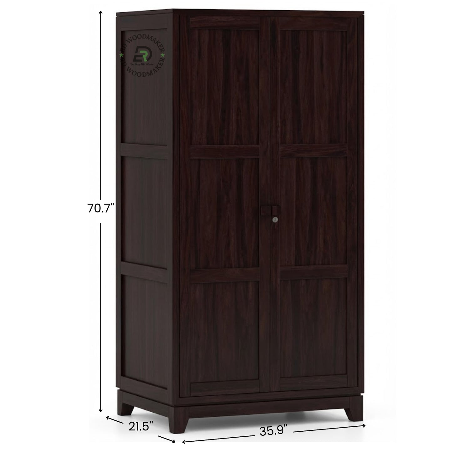 MODERN DARK WOOD 2-DOOR WARDROBE CABINET