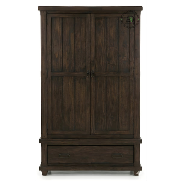 RUSTIC PLANK STYLE SOLID WOOD WARDROBE WITH DRAWER