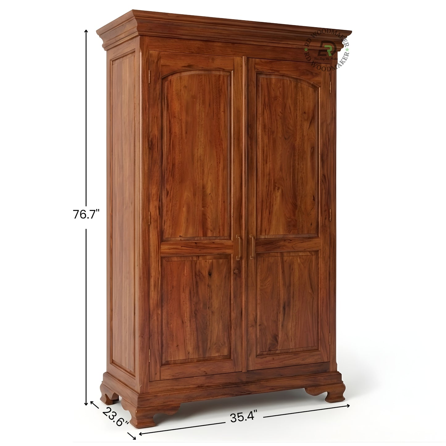 TRADITIONAL ARCHED PANEL SOLID WOOD 2-DOOR WARDROBE