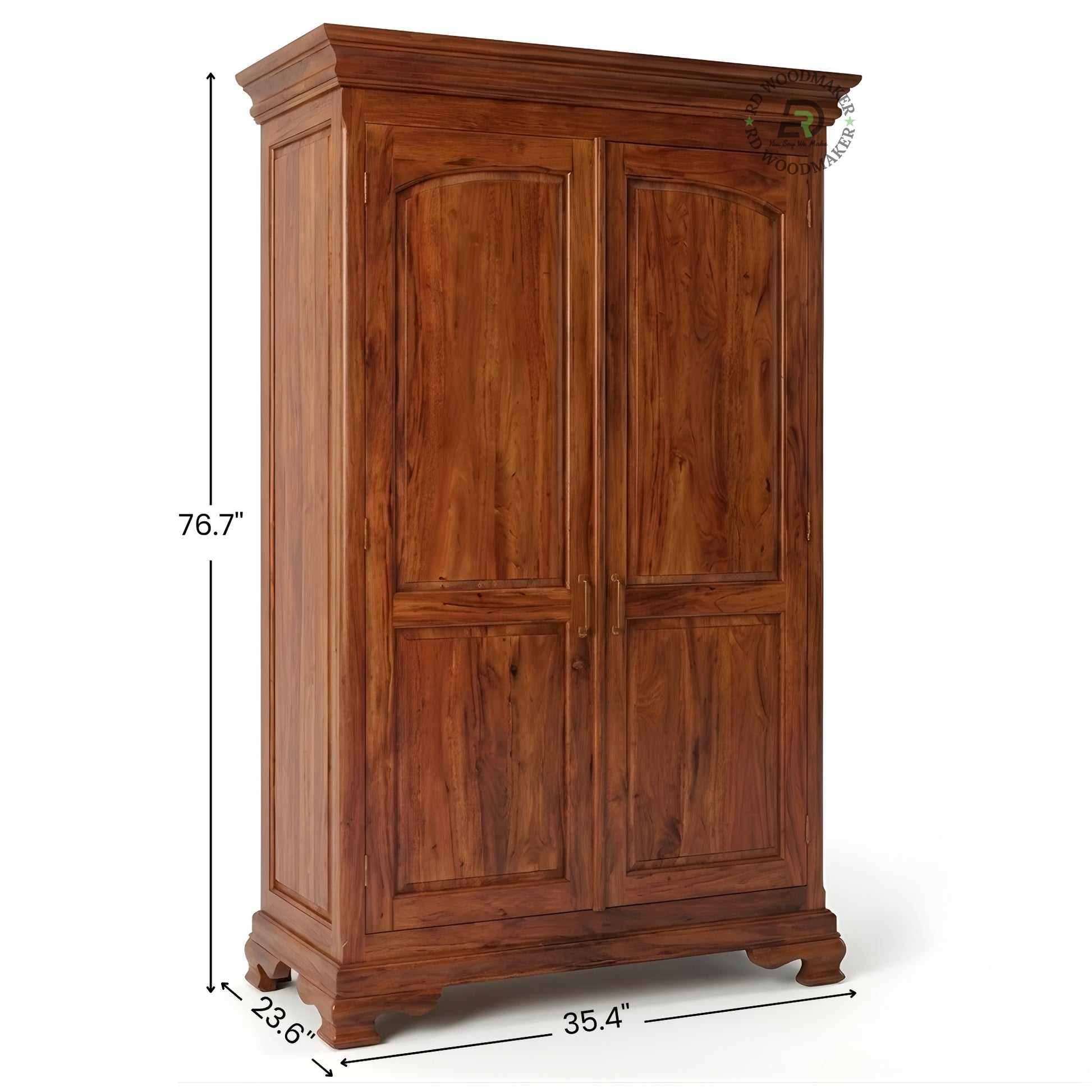TRADITIONAL ARCHED PANEL SOLID WOOD 2-DOOR WARDROBE