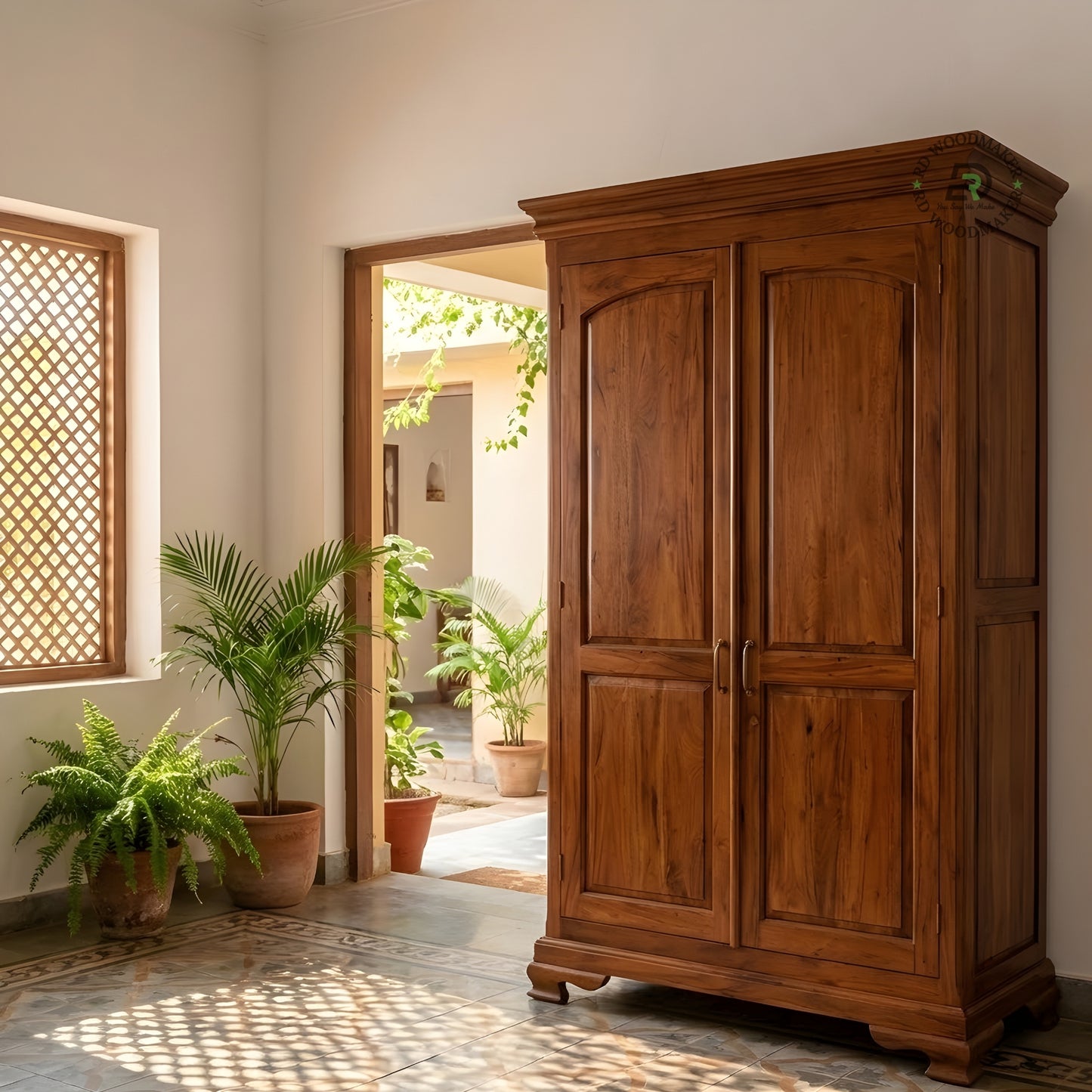 TRADITIONAL ARCHED PANEL SOLID WOOD 2-DOOR WARDROBE