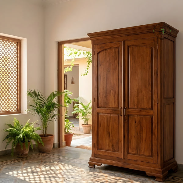 TRADITIONAL ARCHED PANEL SOLID WOOD 2-DOOR WARDROBE