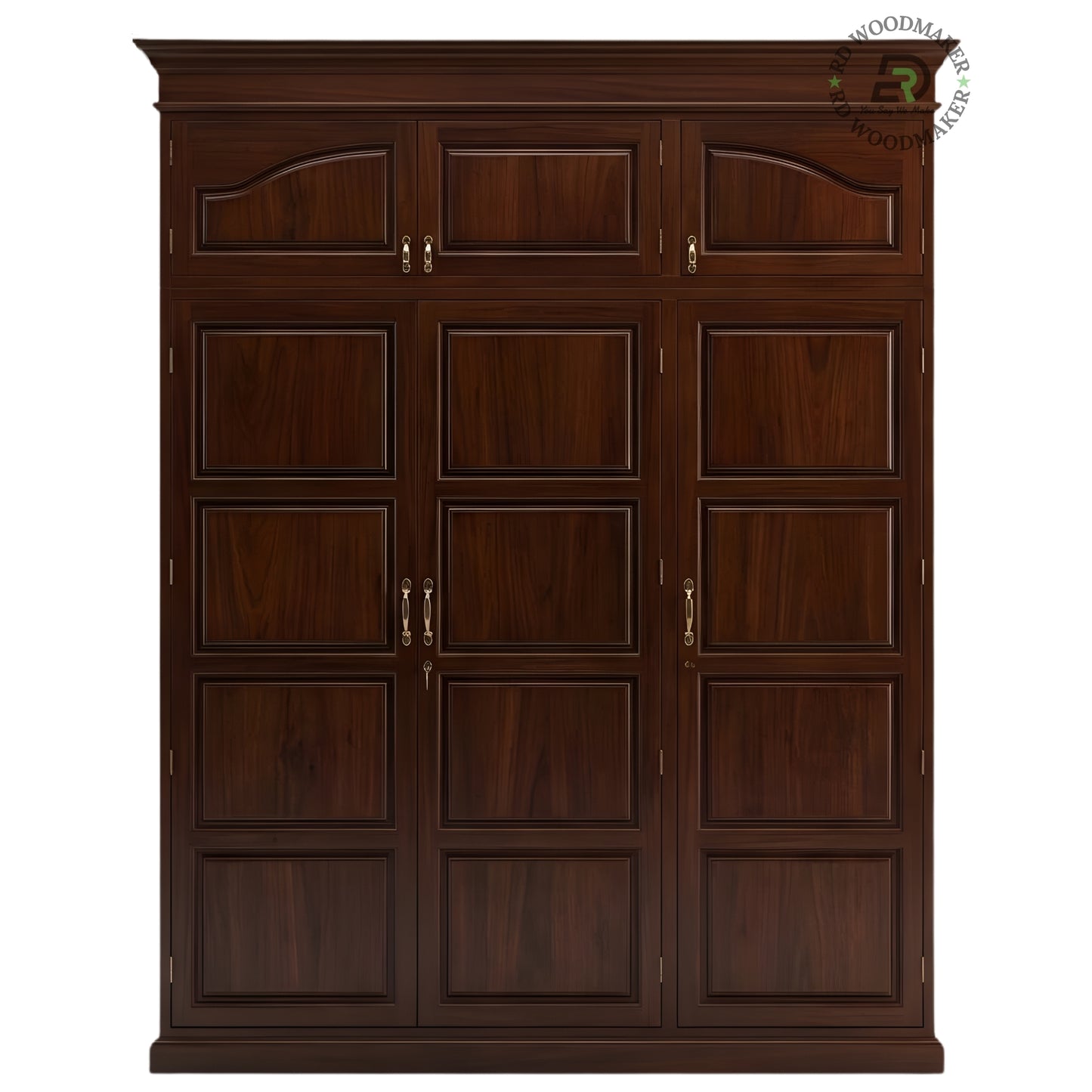 PREMIUM LARGE 3-DOOR SOLID WOOD WARDROBE WITH TOP STORAGE