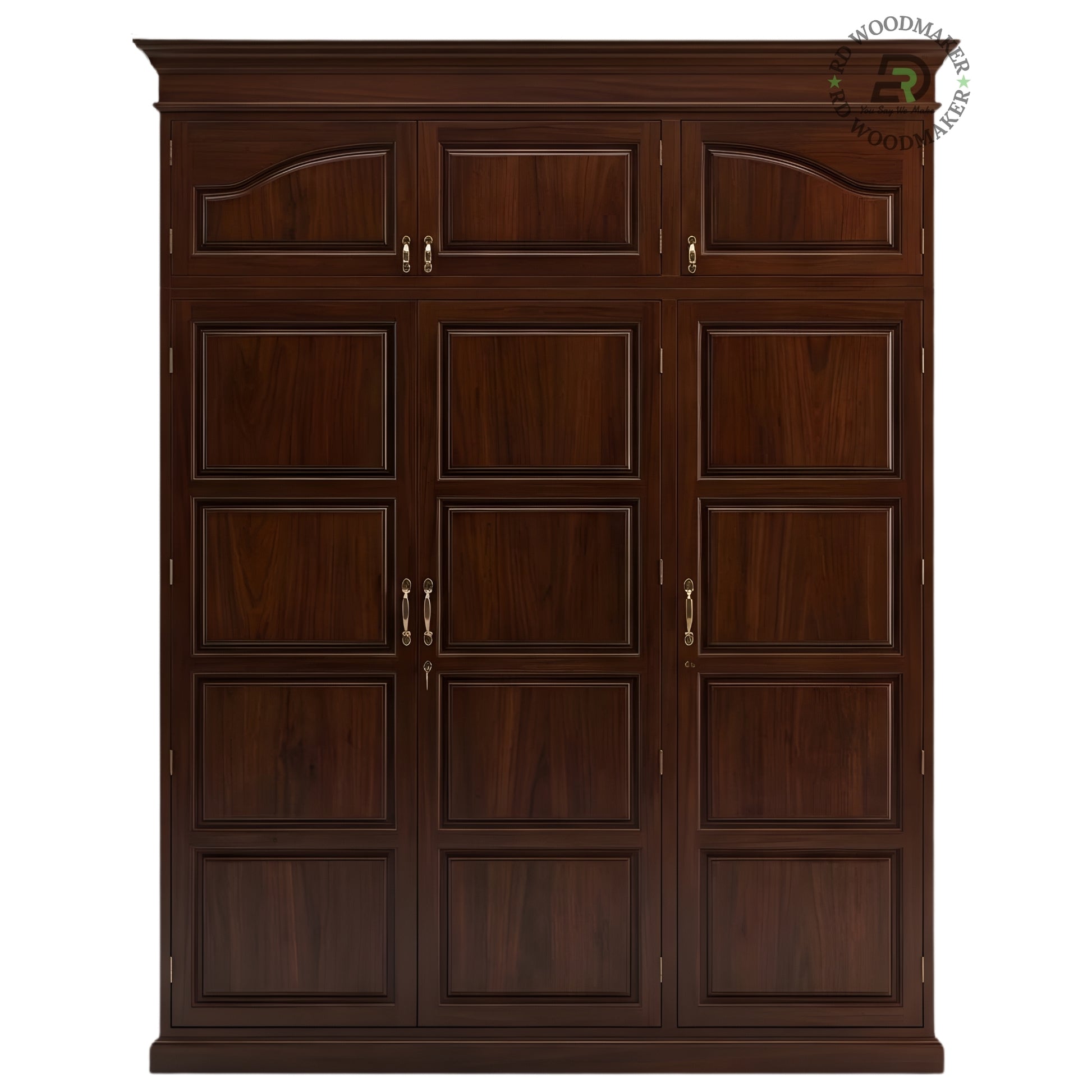 PREMIUM LARGE 3-DOOR SOLID WOOD WARDROBE WITH TOP STORAGE