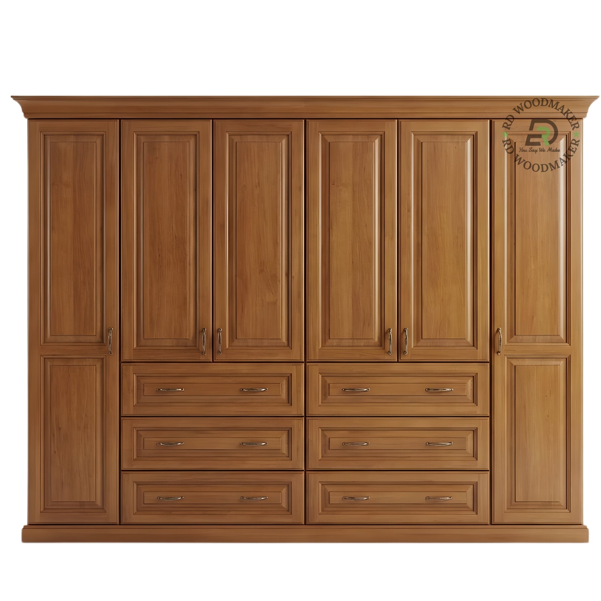 EXPANSIVE 6-DOOR SOLID WOOD WARDROBE SYSTEM WITH 6 DRAWERS