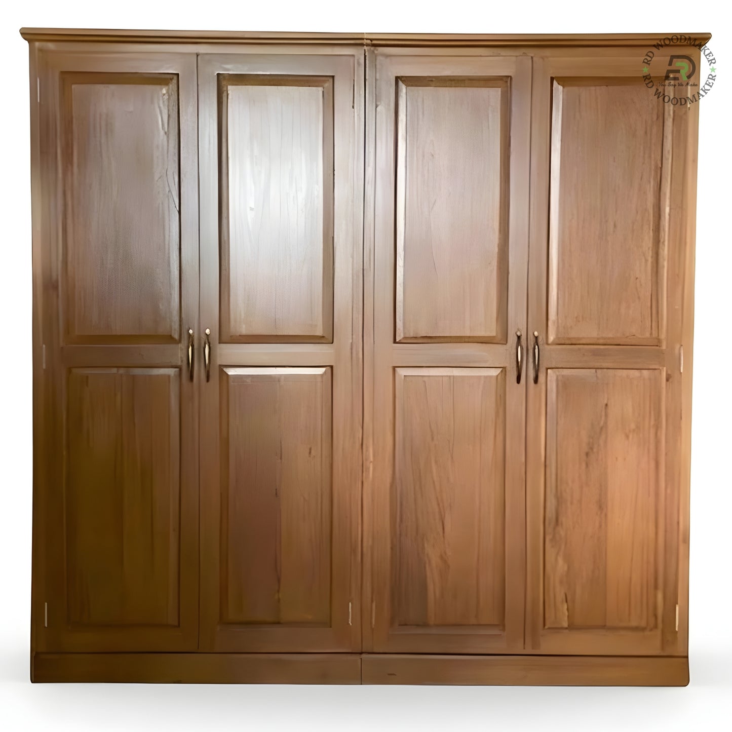 LARGE 4-DOOR SOLID WOOD PANELED WARDROBE