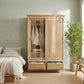 RUSTIC SLIDING DOOR SOLID WOOD WARDROBE WITH DRAWERS