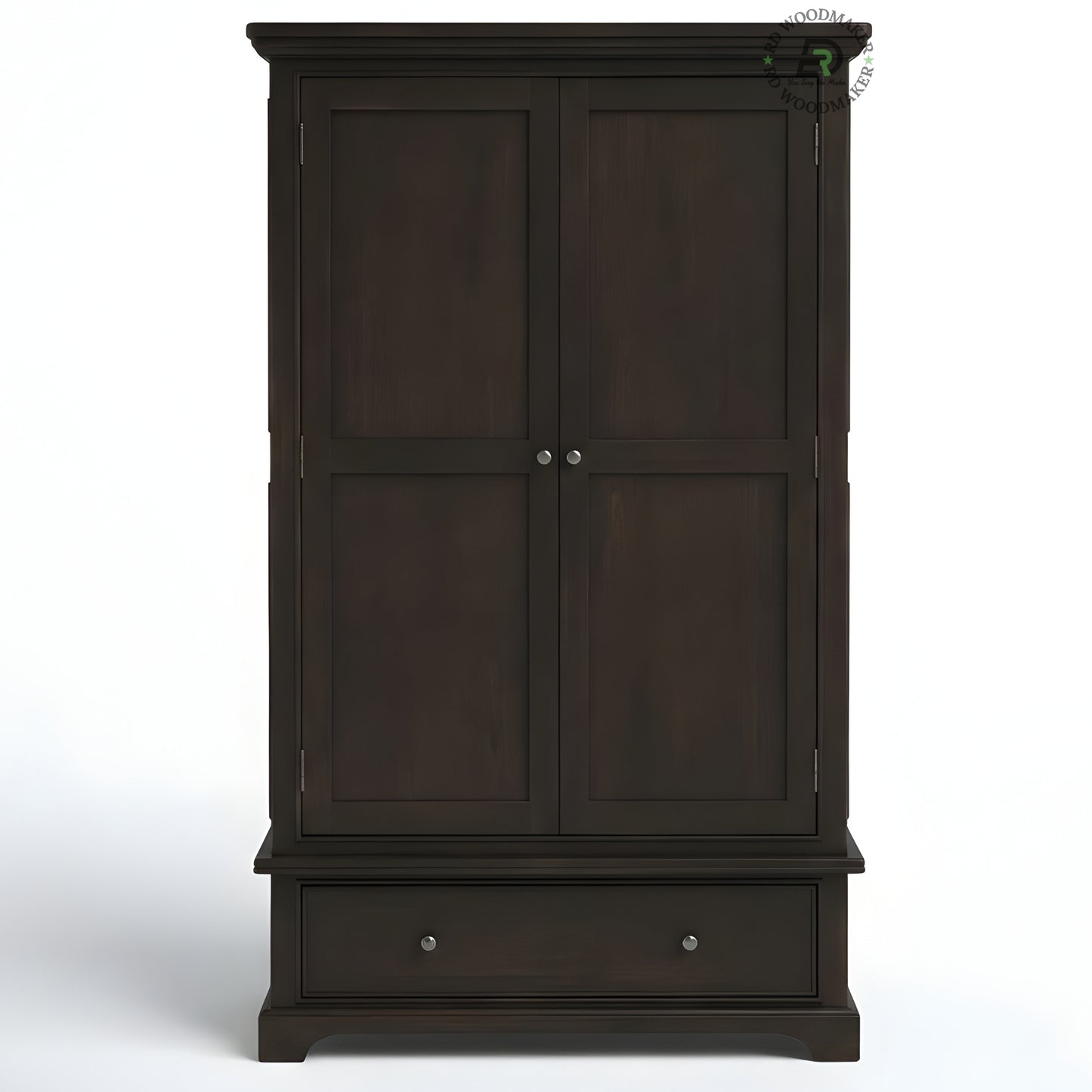 TRADITIONAL DARK ESPRESSO 2-DOOR WARDROBE WITH DRAWER