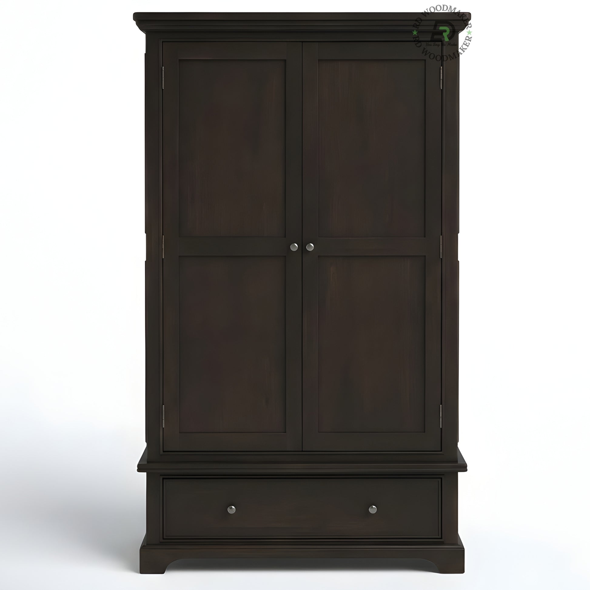 TRADITIONAL DARK ESPRESSO 2-DOOR WARDROBE WITH DRAWER