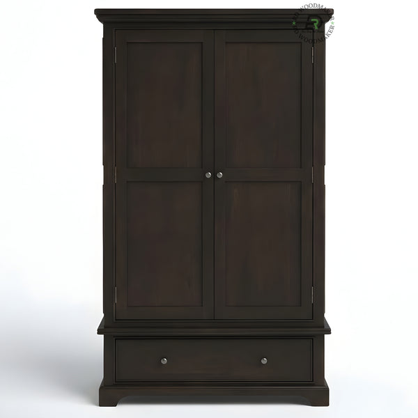 TRADITIONAL DARK ESPRESSO 2-DOOR WARDROBE WITH DRAWER