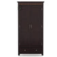 TALL DARK WOOD ARMOIRE WITH 2 DOORS AND 2 DRAWERS