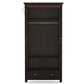 TALL DARK WOOD ARMOIRE WITH 2 DOORS AND 2 DRAWERS