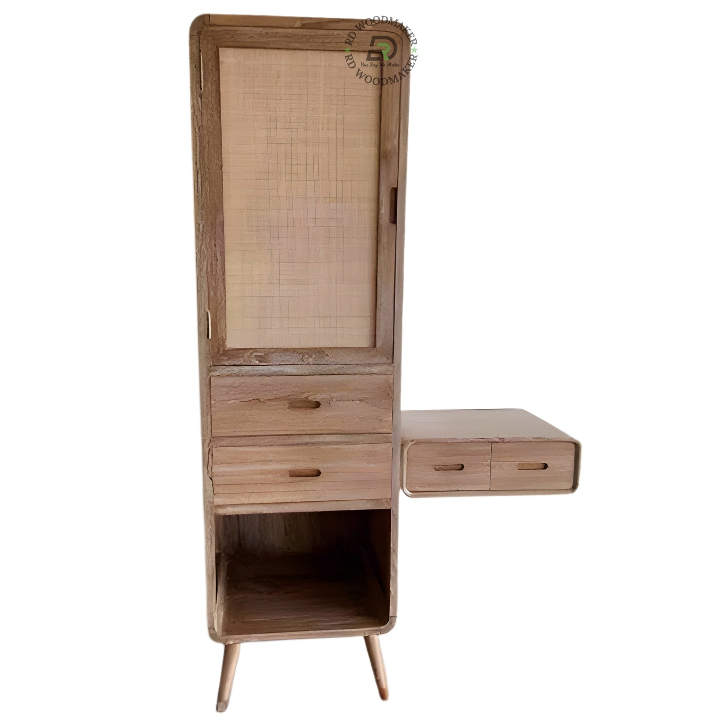 BOHO CANE DOOR WARDROBE WITH SIDE VANITY ATTACHMENT