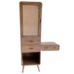 BOHO CANE DOOR WARDROBE WITH SIDE VANITY ATTACHMENT