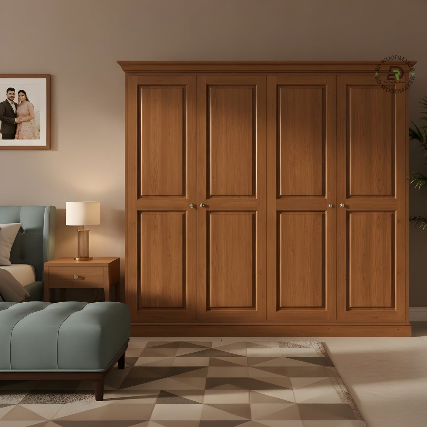 LARGE 4-DOOR SOLID WOOD WARDROBE