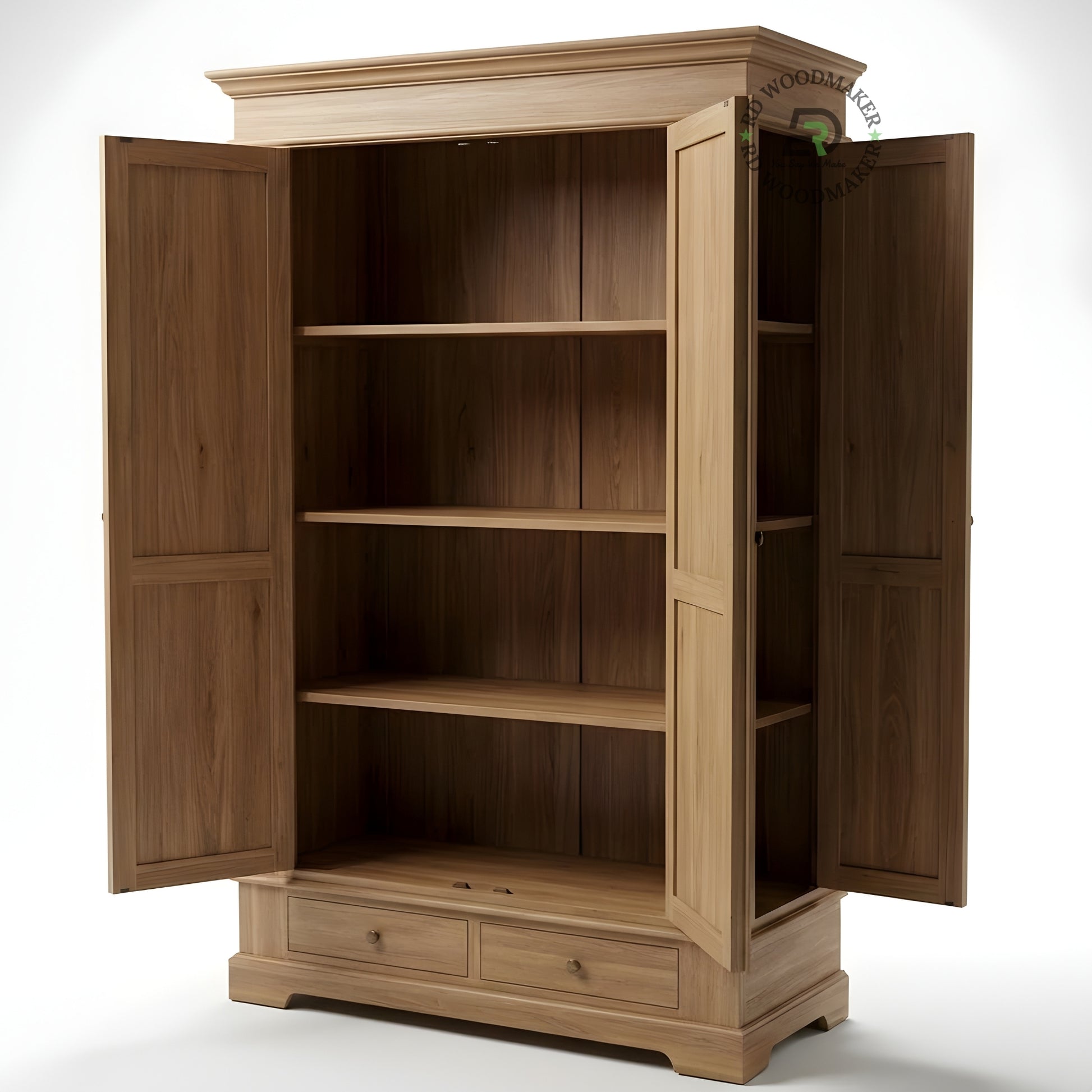 TRADITIONAL 3-DOOR SOLID WOOD WARDROBE WITH DRAWERS