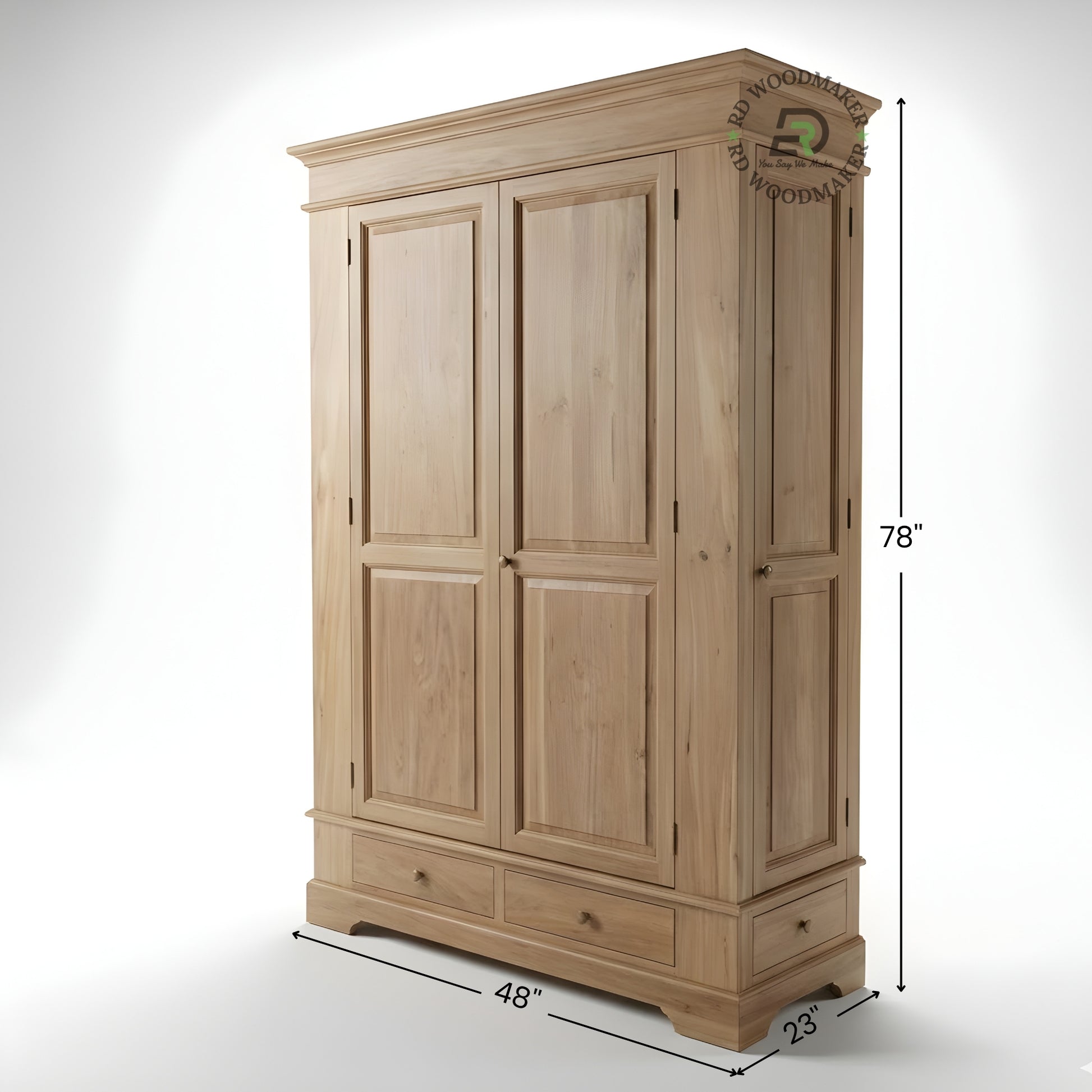 TRADITIONAL 3-DOOR SOLID WOOD WARDROBE WITH DRAWERS