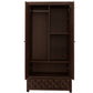 MODERN DARK WOOD 2-DOOR WARDROBE WITH TEXTURED DRAWER