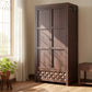 MODERN DARK WOOD 2-DOOR WARDROBE WITH TEXTURED DRAWER