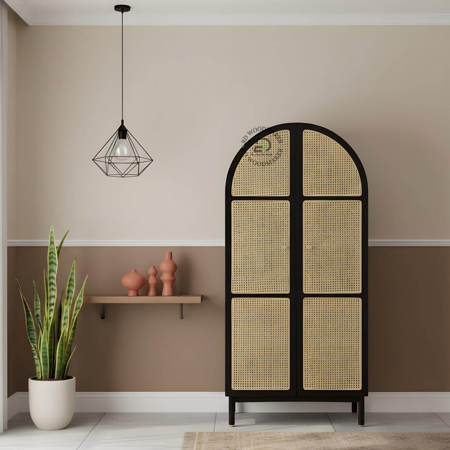 TRADITIONAL 2-DOOR SOLID WOOD WARDROBE WITH 2 DRAWERS