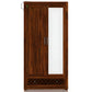 ELEGANT 2-DOOR MIRRORED WOOD WARDROBE WITH CARVED BASE