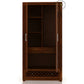 ELEGANT 2-DOOR MIRRORED WOOD WARDROBE WITH CARVED BASE