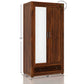 ELEGANT 2-DOOR MIRRORED WOOD WARDROBE WITH CARVED BASE