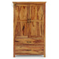 NATURAL WOOD RUSTIC WARDROBE WITH 2 DOORS AND 2 DRAWERS