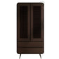 BOHO SOLID WOOD 2-DOOR WARDROBE WITH CANE PANELS AND 3 DRAWERS