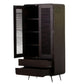 BOHO SOLID WOOD 2-DOOR WARDROBE WITH CANE PANELS AND 3 DRAWERS