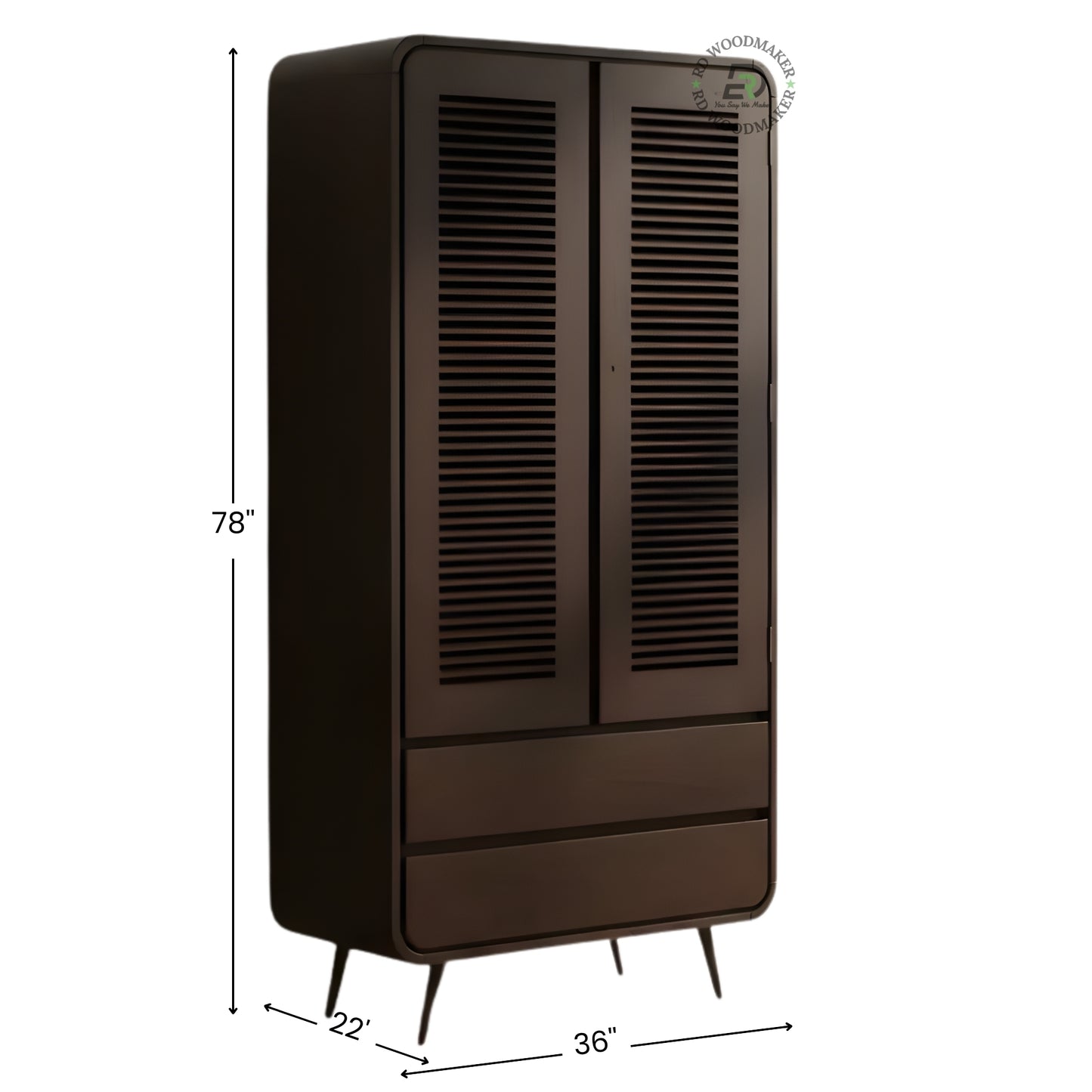 BOHO SOLID WOOD 2-DOOR WARDROBE WITH CANE PANELS AND 3 DRAWERS