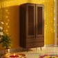BOHO SOLID WOOD 2-DOOR WARDROBE WITH CANE PANELS AND 3 DRAWERS