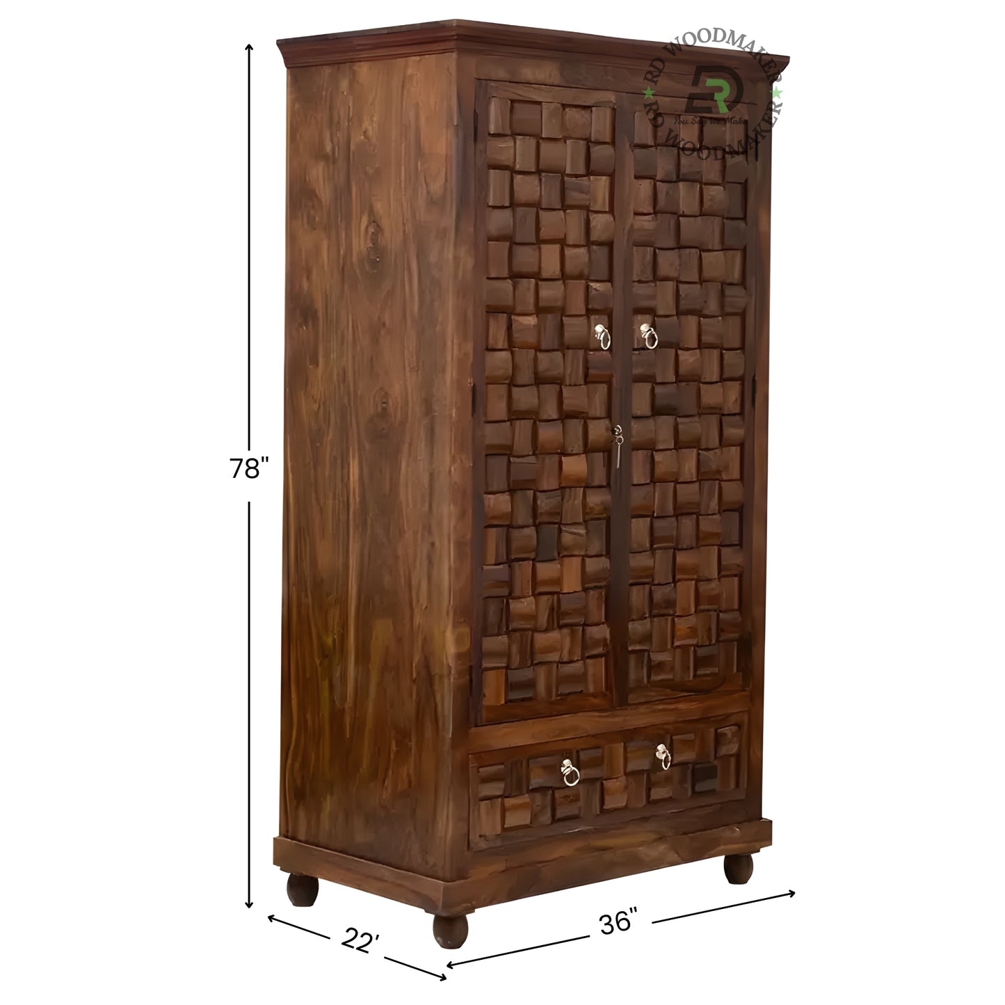 MODERN BLACK ARCHED 2-DOOR WARDROBE WITH RATTAN CANE PANELS