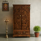 MODERN BLACK ARCHED 2-DOOR WARDROBE WITH RATTAN CANE PANELS
