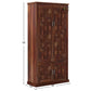RUSTIC 3D WOVEN BLOCK PATTERN 2-DOOR SOLID WOOD WARDROBE
