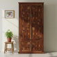RUSTIC 3D WOVEN BLOCK PATTERN 2-DOOR SOLID WOOD WARDROBE