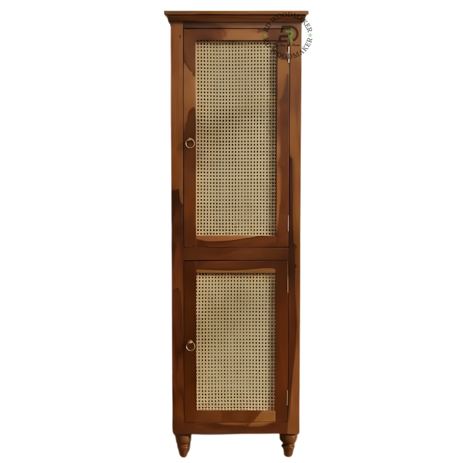 TALL SLIM CANE PANEL 2-DOOR SOLID WOOD WARDROBE