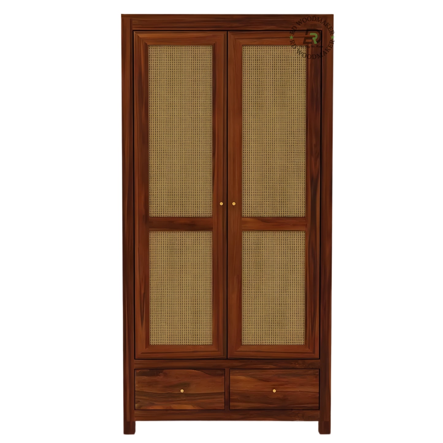 MODERN DARK LOUVERED 2-DOOR WARDROBE WITH DRAWERS