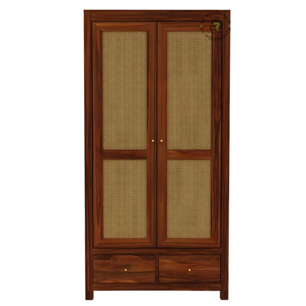 MODERN DARK LOUVERED 2-DOOR WARDROBE WITH DRAWERS