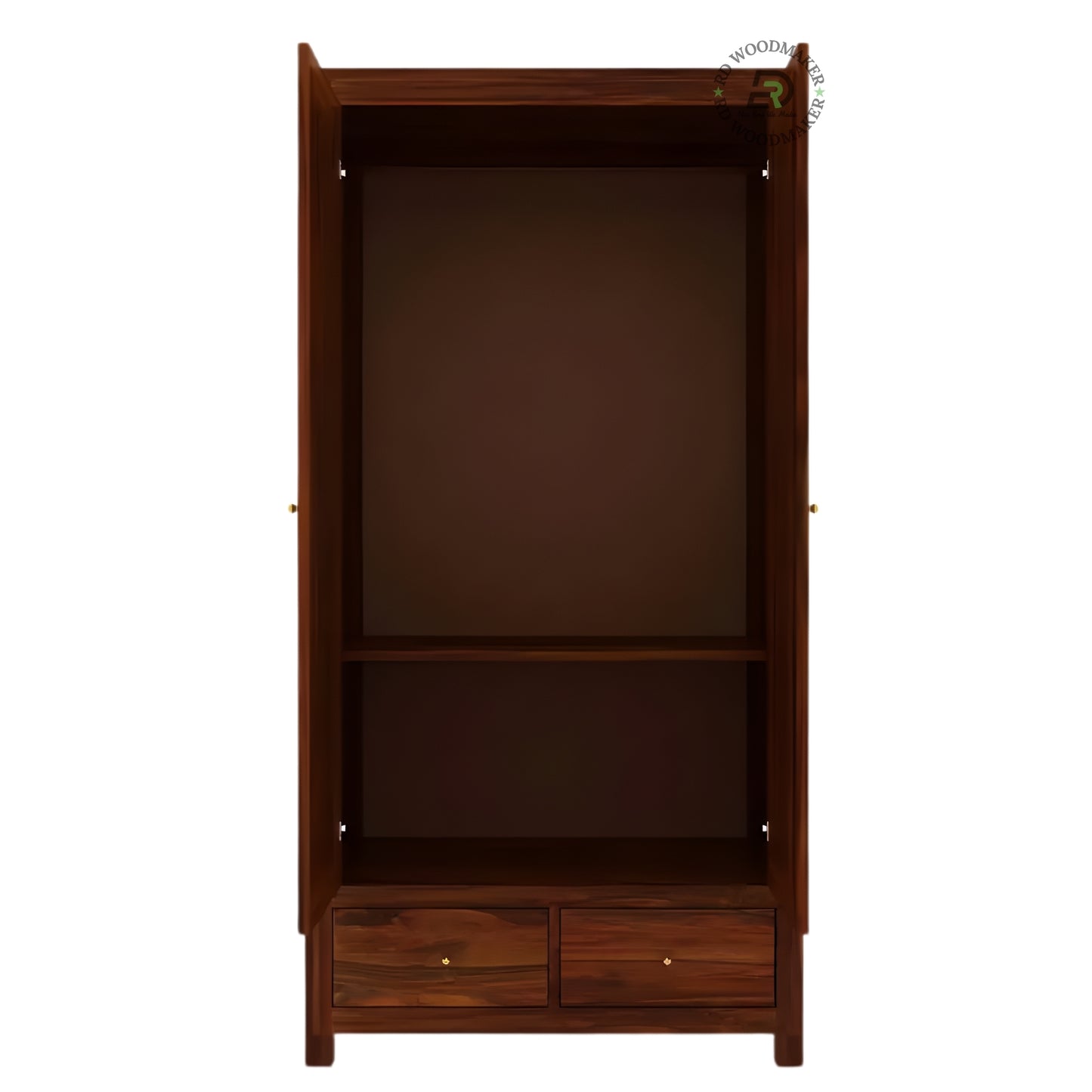 MODERN DARK LOUVERED 2-DOOR WARDROBE WITH DRAWERS
