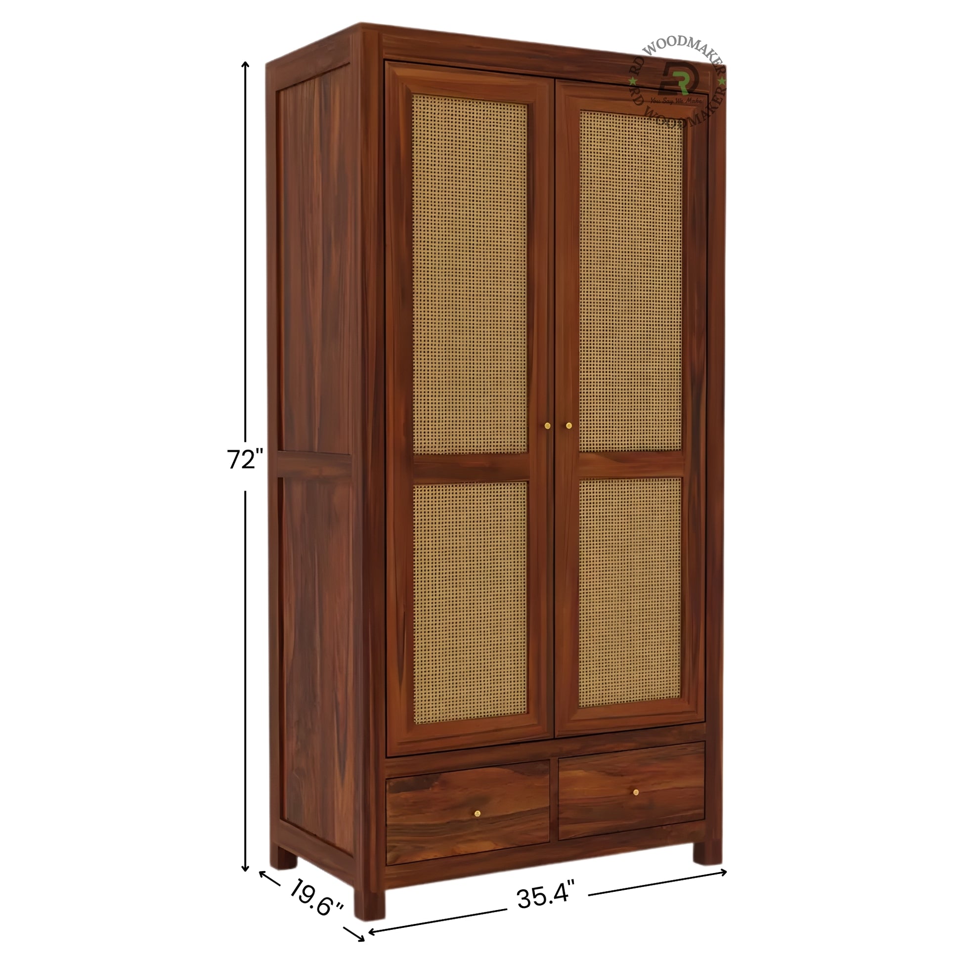 MODERN DARK LOUVERED 2-DOOR WARDROBE WITH DRAWERS