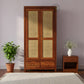 MODERN DARK LOUVERED 2-DOOR WARDROBE WITH DRAWERS