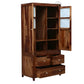 RUSTIC WOVEN WOOD BLOCK PATTERN 2-DOOR WARDROBE