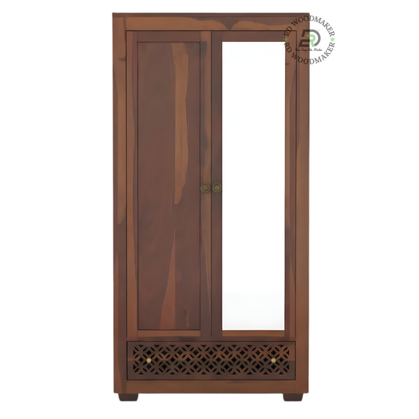 CLASSIC SOLID WOOD 2-DOOR WARDROBE WITH DRAWERS