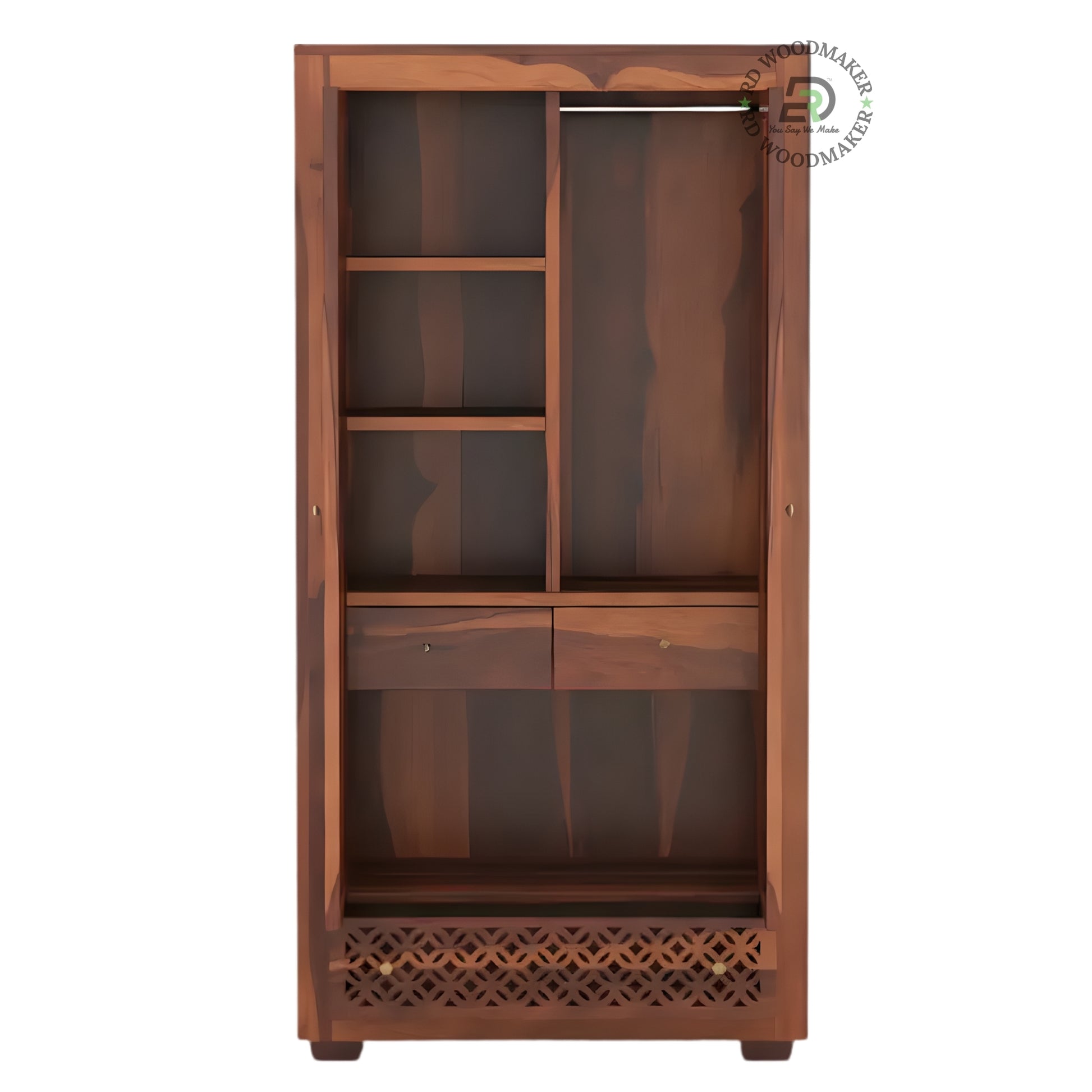 CLASSIC SOLID WOOD 2-DOOR WARDROBE WITH DRAWERS