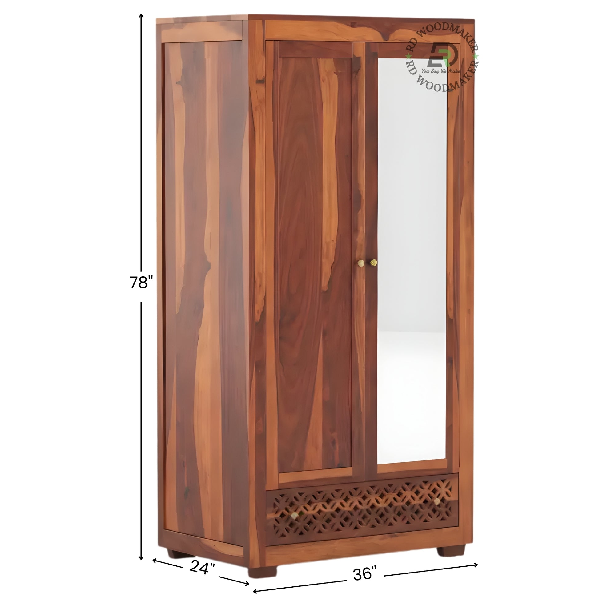 CLASSIC SOLID WOOD 2-DOOR WARDROBE WITH DRAWERS