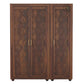 ELEGANT MIRRORED SOLID WOOD WARDROBE WITH LATTICE CARVING