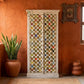 BOHEMIAN HAND-PAINTED DISTRESSED WOOD TALL WARDROBE 